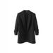 Cross-border Women's Fashion 2024 Spring Autumn New European And American Style Buttonless Pleated Sleeve Slim-fit_ecoleips.com