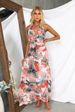 Women's Clothing Spring And Summer Style Printed Lace V Neck Waist Sexy A Line Dress_ecoleips.com