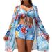 Flowy Chiffon Cover-Up & High-Cut Bikini - Quick-Dry Polyester - Sexy Printed Swimsuits For Beach & Pool - S/M/L/XL"_ecoleips.com