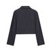 Women's Contrast Stitch Short Jacket Set - Sleeveless Polyester Blazer & Pants Outfit For Urban Commute (Xs/S/M/L)_ecoleips.com
