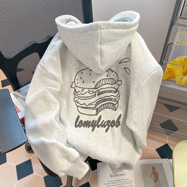 Men's Trendy High Street Style Printed Hooded Sweatshirt Fleece Lined Thick Loose Retro Oversized Top for Women Autumn Winter_ecoleips.com