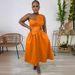 Women's Clothing Sexy Solid Color One Shoulder Petal Hollow Dress_ecoleips.com