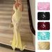 European And American Women's V-Neck Backless Slim Fit Sequined Fishtail Dress Long Skirt Independent Station 8106 Sexy Sling_ecoleips.com