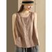 Voya Cotton And Linen Sleeveless T-shirt, This Summer's Simple Button-decorated Vest, Versatile Loose-fitting Vest T-shirt_ecoleips.com