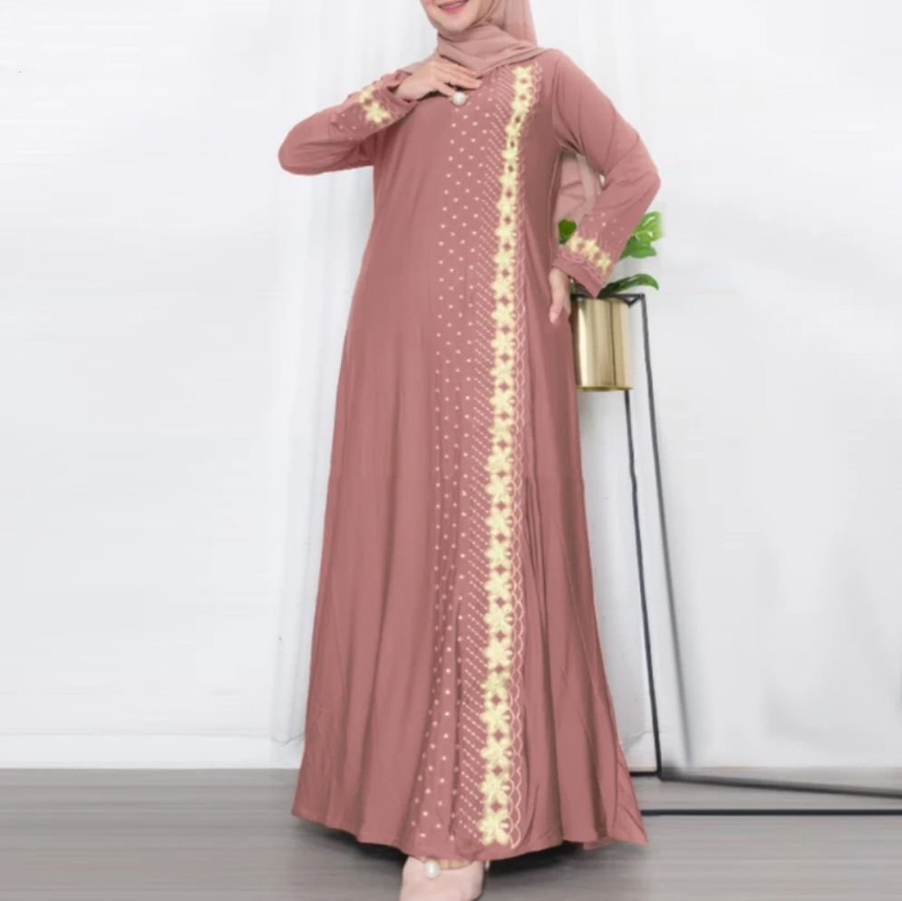 2025 New In-Stock Fashionable Elegant Long-Sleeve Loose Dress With Printed Design For Southeast Asia, Available On_ecoleips.com