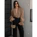 Autumn French Jacquard Bubble-Sleeve Shirt With A Chic, Casual, And Fashionable Vibe For Daily Wear_ecoleips.com