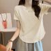 Solid-Color Design Fishbone Line Slimming Round-Neck T-Shirt For Women 2026 Summer, A Trendy Korean Pure Cotton Short-Sl_ecoleips.com