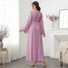 Muslim Dress Women "Elegant Sequined Embroidered Kaftan Dress – Muslim Long Cover-Up With Sparkling Details (Pink/Light Green, M-XL)"_ecoleips.com