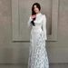 European And American 2025 Spring Cross-Border Elegant Long-Sleeve Design Round-Neck Floral Print Long Dress For_ecoleips.com