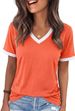 YEXIPO Womens T Shirts Graphic Tees Spring Short Sleeve V Neck Funny Letter Print Casual Loose Cute Summer Tops_ecoleips.com