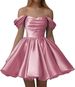 White off the Shoulder Short Evening Dress French Style for Wedding Banquets Registration Birthday Parties Annual Meetings Women's Party Wear_ecoleips.com