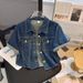 Short Sleeved Denim Shirt Jacket For Women In Summer Thin New Small Casual Loose Short Tops_ecoleips.com