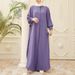 Modest Abaya Dress/Muslim Dress Women Elegant Abaya Dress With Front Zipper & Round Neck - Modest Muslim Long Dress With Batwing Sleeves_ecoleips.com