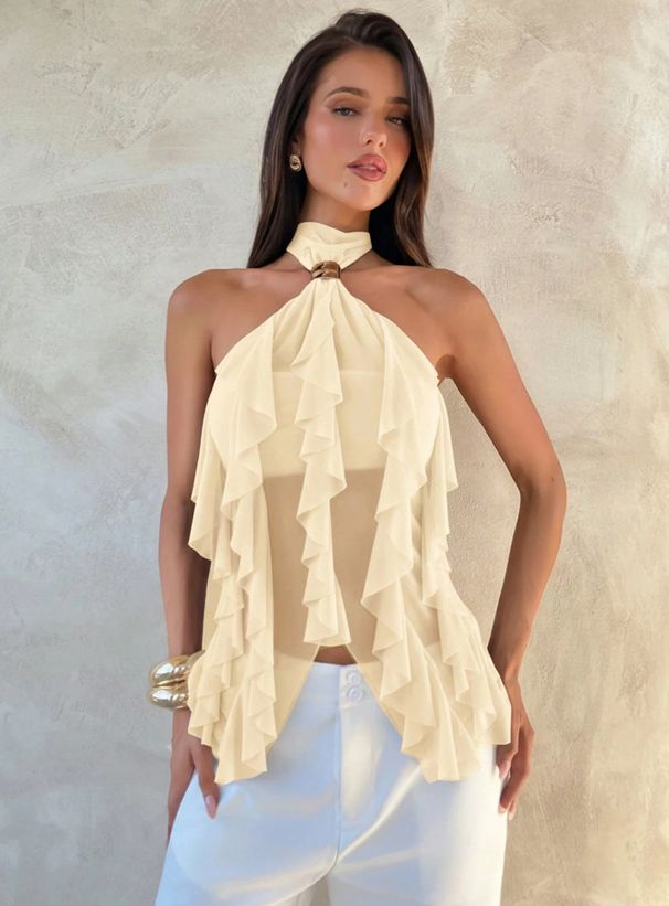European American Style Women's Halter Neck Top Fashionable off Shoulder Design Slimming Outerwear Hot Girl Temperament Summer_ecoleips.com