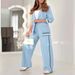 Women's Clothing Fashion Solid Color Temperament Commuting Elegant Ribbed Two-Piece Workwear Set - Solid Color Office Outfit For Women_ecoleips.com