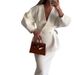 Elegant Blazer Coat Skirt Set Women Slim V-neck Long Lantern Sleeve Jacket Top Midi Skirts Suits 2 Pieces Office Chic Outfits_ecoleips.com