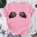 European And American Cross-border Foreign Trade Wholesale Clothing Skull Handprint Round-neck Plus-size Short-sleeve_ecoleips.com