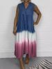 Independent Website Tie Dye Tencel Denim Long Sleeveless Blue And White Dress For Women_ecoleips.com