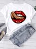 European And American Cross-border Foreign Trade Women's Clothing, Colorful Sexy Lips Print Round-neck Short-sleeve_ecoleips.com