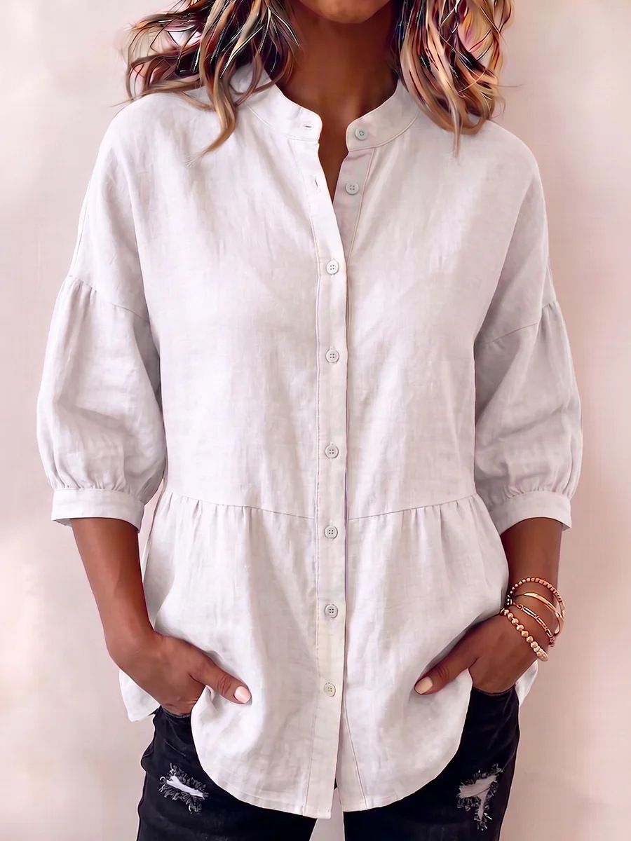Women's Loose Fit Lantern Long Sleeve Solid Color Pullover Blouse – Casual Summer Top 2026_ecoleips.com