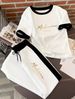 Women's Fashion Two Piece Set European American Style Comfortable Casual Round Neck Short Sleeve Loose Wide Leg Pants Printed_ecoleips.com