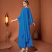 Muslim Dress Women Elegant Blue Cape-Style Middle Eastern Dress With Beaded Detailing – Dubai Banquet & Travel Outfit_ecoleips.com
