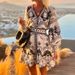 In Stock 2025 European And American Women's Autumn New Cross-Border Ladies' Fashion Printed Loose Short Beach Dress_ecoleips.com