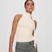 Women's Solid Color High Neck T-Shirt Sleeveless Summer Top European American Style with Tie Ribbon D24TP380_ecoleips.com