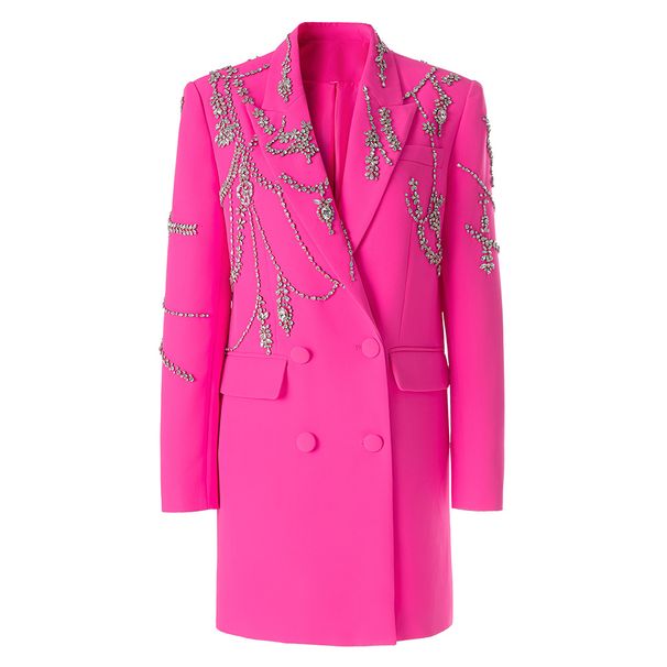 Women’s Clothing New autumn and winter Latin super heavy beaded suit dress rose red temperament dress skirt_ecoleips.com