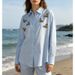 Women's Clothing Women's Style Long Sleeved Shirt Loose Collar Top Style Stylish Design Heavy Duty Embellishments_ecoleips.com