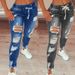 Aria Basics 2025 Cross-Border European And American Elastic Women's Jeans High Waist Ripped Skinny Lace-Up Long_ecoleips.com