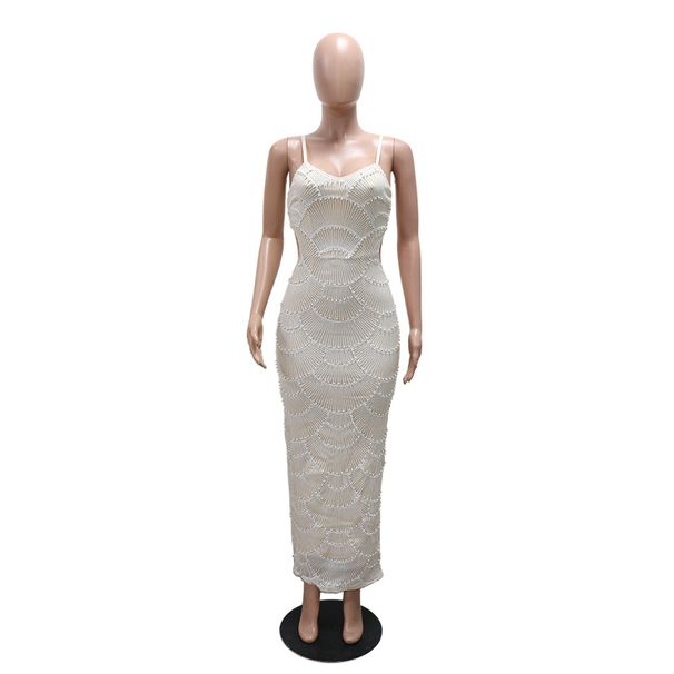K Sequin Nail Bead Suspender Long Evening Gown, Socialite Party Slit Dress_ecoleips.com
