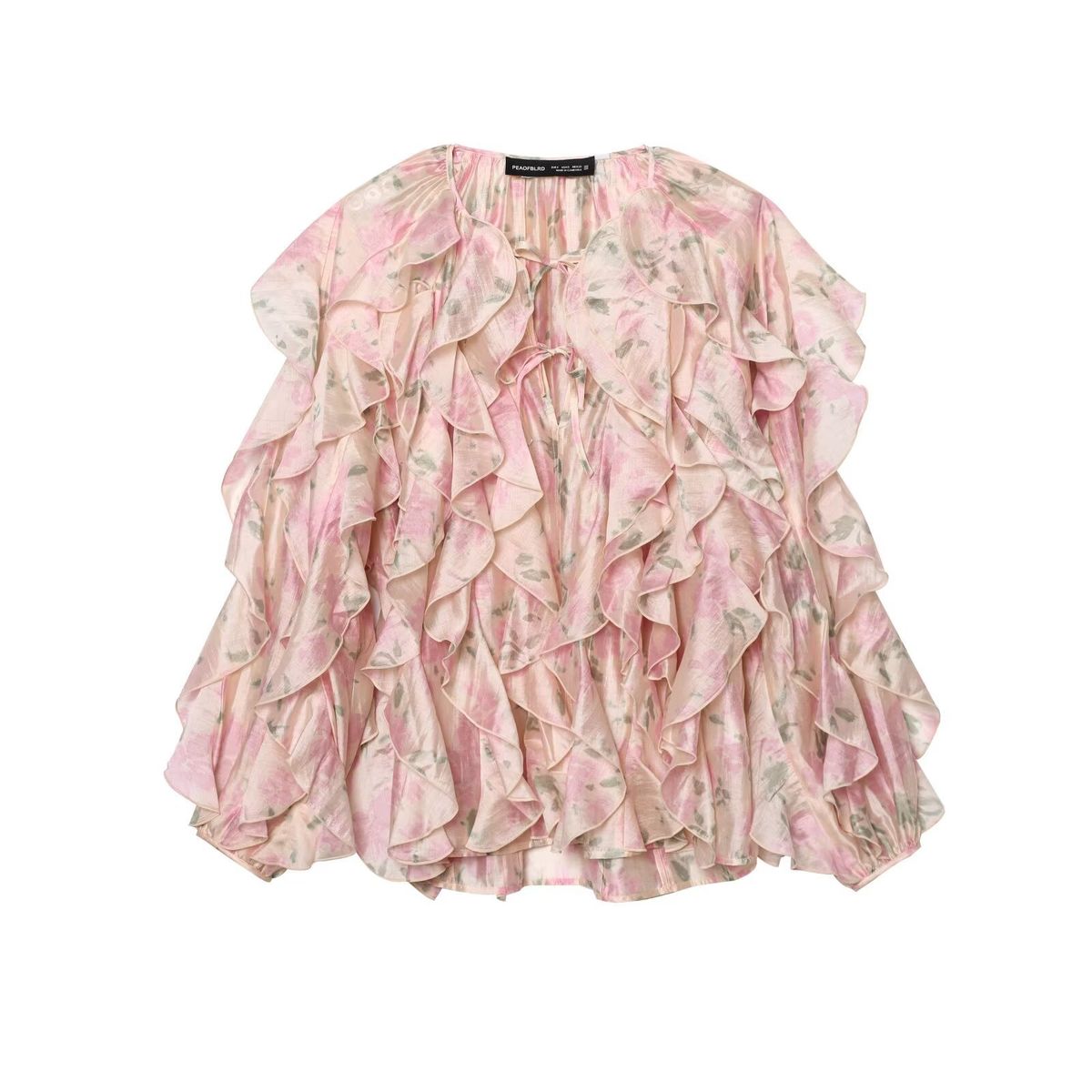 Aria Basics Aria Basics Cross-border European And American Women's Fashion Bestseller Ruffled Long-sleeve Shirt_ecoleips.com