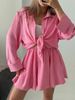 Summer Long-sleeved Top Ruffle Edge Shorts Casual Fashion Suit Women_ecoleips.com