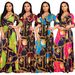 Women's Clothing Sexy V-Neck Print Floor Length Dress Plus Size Bohemian Casual Style For Women Summer Dress_ecoleips.com