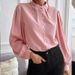 K New Elegant Solid Color Lapel Long Sleeve Single Button Loose Women's Blouse Shirt Female_ecoleips.com