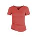 Summer Thin Nylon V-neck Sports Short-sleeved T-shirt Women's Tight And Thin Yoga Clothes Top Fitness Breathable Breathable And Light_ecoleips.com