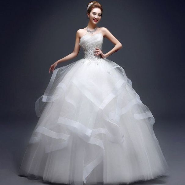Dress Puffy Skirt Floor-Length Bride Plus Size Studio New Maternity Slim Fit Korean Style 2026 Wedding Gown Strapless_ecoleips.com