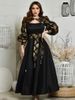 Women's Clothing Spring And Summer Sexy Gold Printed Satin Ballroom Dress_ecoleips.com