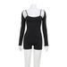 Aria Basics Aria Basics European And American Summer Fashion Solid Color Slim Fit Sports Casual Style Camisole Shorts One-Piece Long Sleeve Tank_ecoleips.com