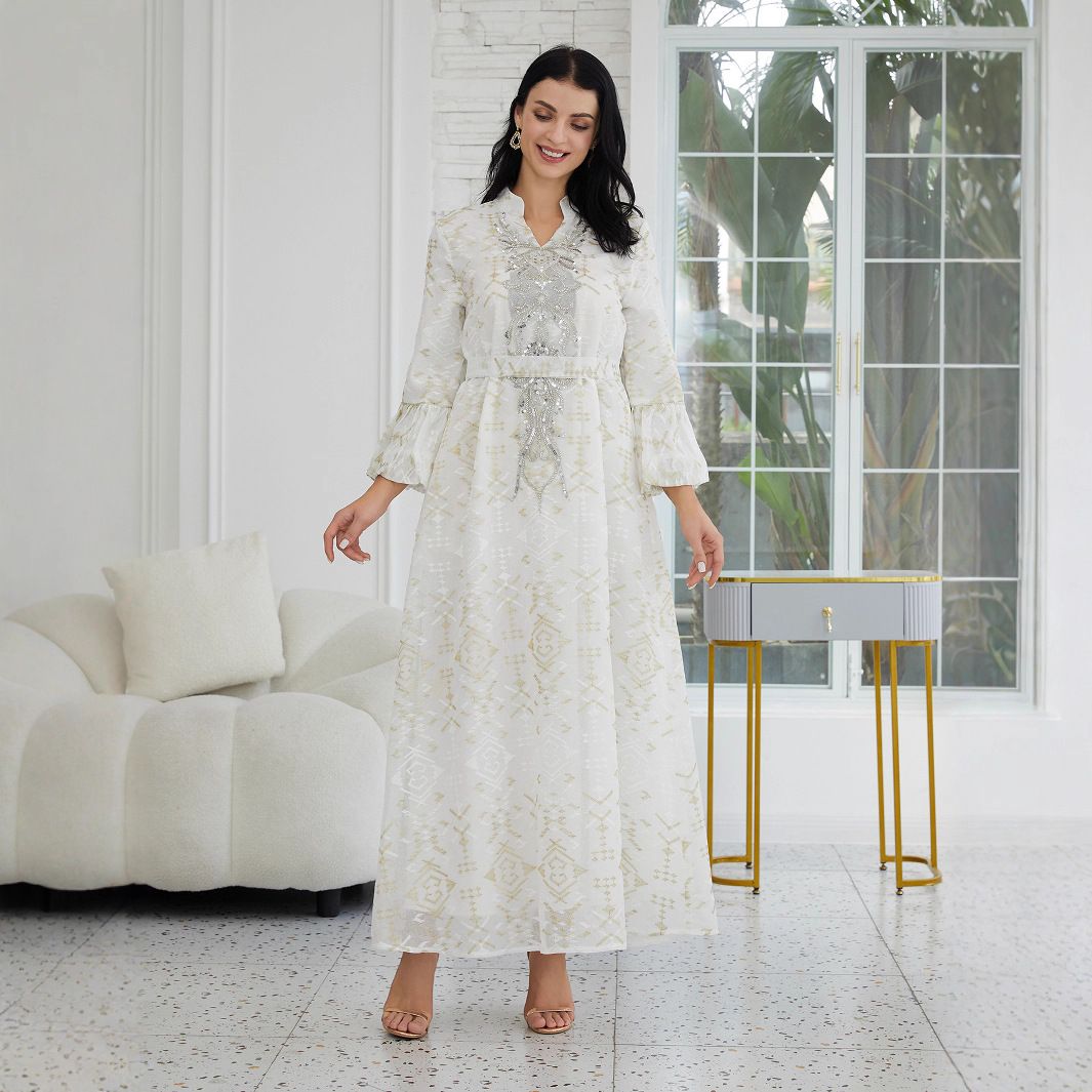 NC81 Women's Fashion Mesh Embroidered Sequined Patchwork Long Robe Dress Islamic Modesty Size L-3XL for Women's Clothing Muslim Fashion_ecoleips.com