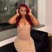 Women’s Clothing Girl Hot Diamond Nude Suspender Dress With Lining New Long Skirt_ecoleips.com