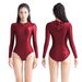 AMORESY Women Oil Glitter One-piece High Cut Swimwear Surfing Diving Hooded Quickdry Front Zipper Bodysuit Leotards Bathing Suit_ecoleips.com
