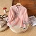 Summer New Vintage Frog Button Stand Collar Diagonal Collar, Ethnic Style, Heavy Work Embroidery, Cotton-Linen Three-Qua_ecoleips.com