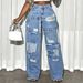 Men's High Street Trendy Hip Hop Loose Straight Leg Casual Trousers Distressed Design American Street Style_ecoleips.com