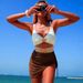 "Sexy Colorblock One-Piece Swimsuit With Sheer Mesh Panels - Tummy Control Monokini With Removable Padding For Women (S-XL) - Beach & Pool Swimwear"_ecoleips.com