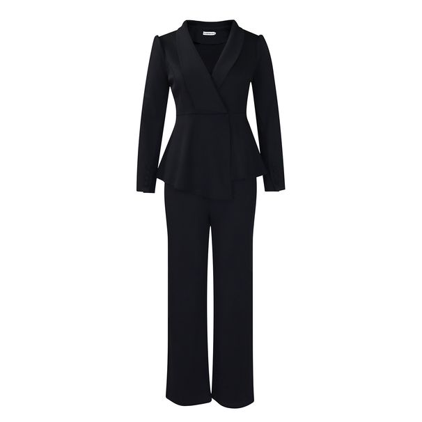 Women's Clothing Women's New Fashion Temperament Elegant Ruffled Long Sleeved Top Wide Leg Pants_ecoleips.com