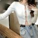 Women's Knitted Sweater Button Design Pure Hollow out Sun Protection Shirt Sexy Alluring Niche Style Black Spring Autumn_ecoleips.com