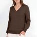Cross-Border European And American Style Casual Solid Color Elegant Commuter V-Neck Pullover For 2025 Autumn Winter New_ecoleips.com
