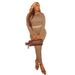 Women's Slim Fit Jumpsuit Casual Print Round Neck Long Sleeve Stretch Waist Bodysuit American Style Home Fashion_ecoleips.com